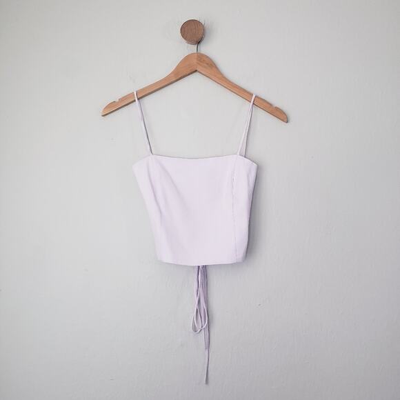 Zara Lavender Square Neck Open back Tie Crop Top XS - Picture 1 of 15